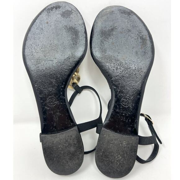 Chanel 09P Quilted Leather Gold Chain Thong Sandals Black Flat EU 38 - Picture 8 of 10